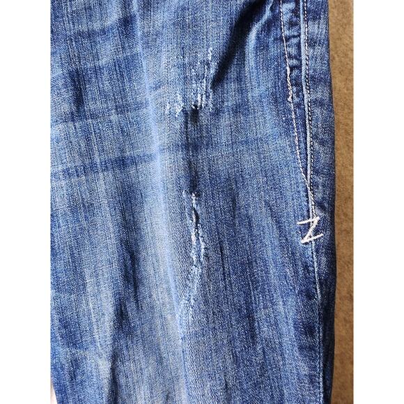 Z CAVARICCI  Medium Wash Blue Beaded Distressed Straight Leg Jeans SZ 15 (38x31) - Picture 9 of 9